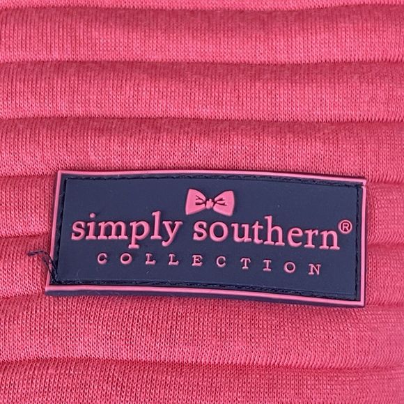 Simply Southern Quilted Pullover Sweatshirt Womens Medium Pink Blue Top Preppy - Picture 5 of 10